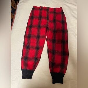 Hunting SKI Pants Genuine Boat Sail Drill  34 Wool Thick Red Plaid Vintage 60s